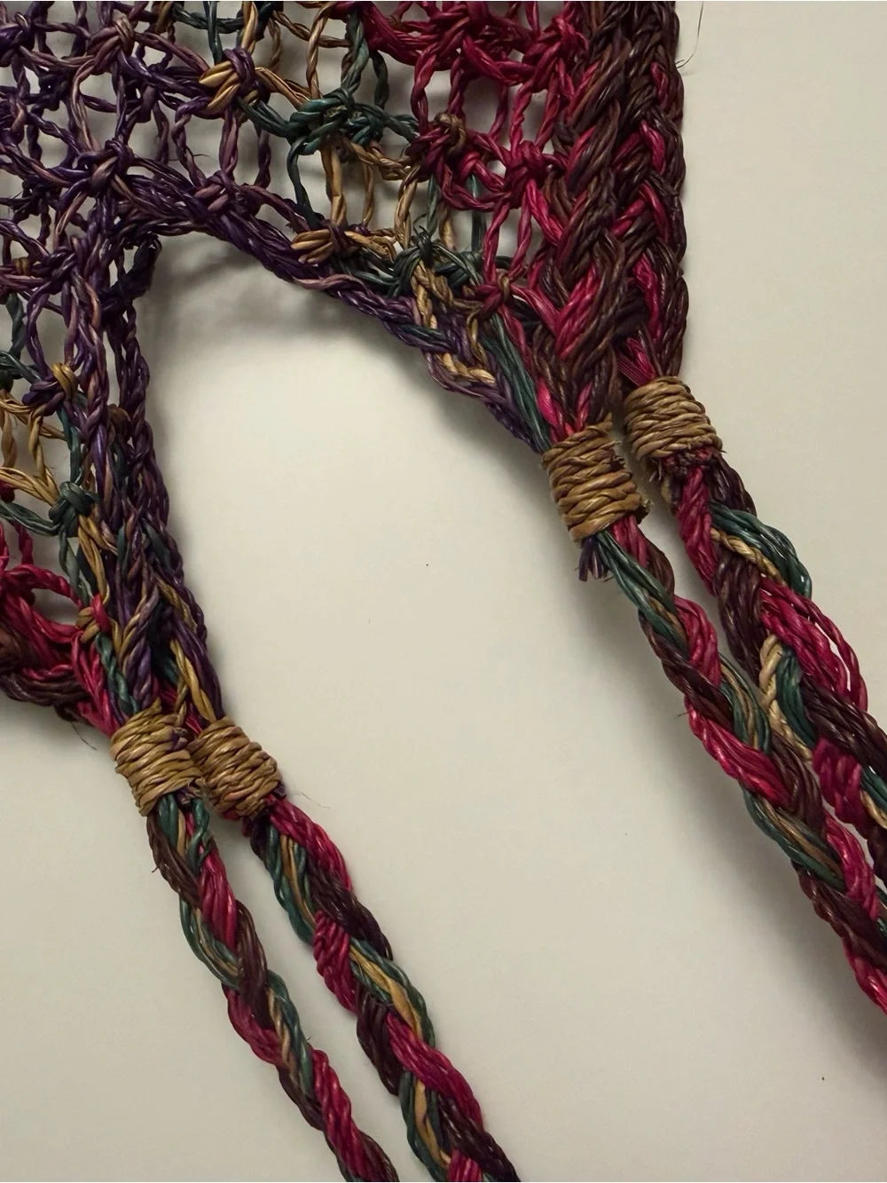 Handwoven Multicolor Net Tote Bag - Purple & Pink